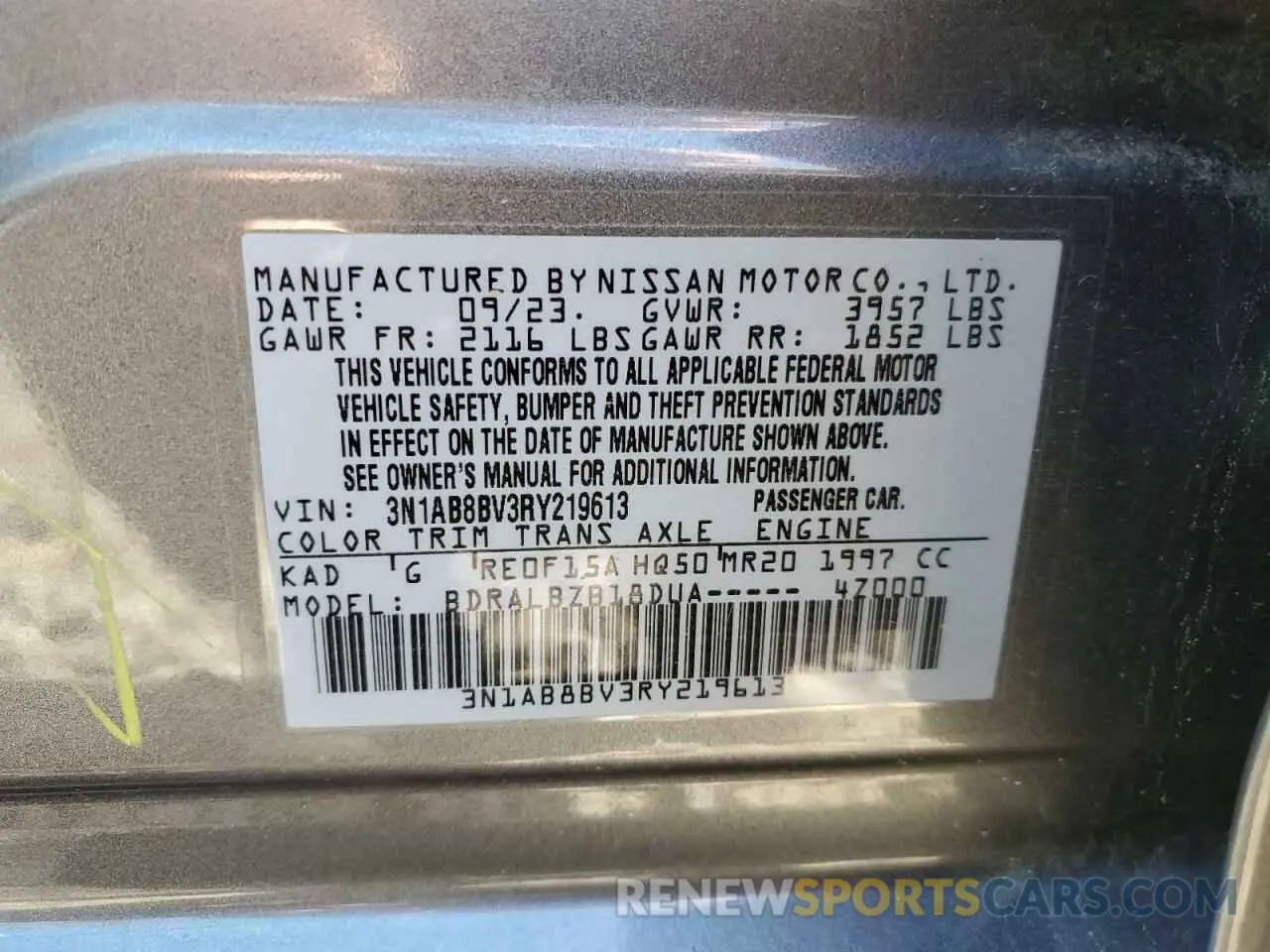 12 Photograph of a damaged car 3N1AB8BV3RY219613 NISSAN SENTRA 2024