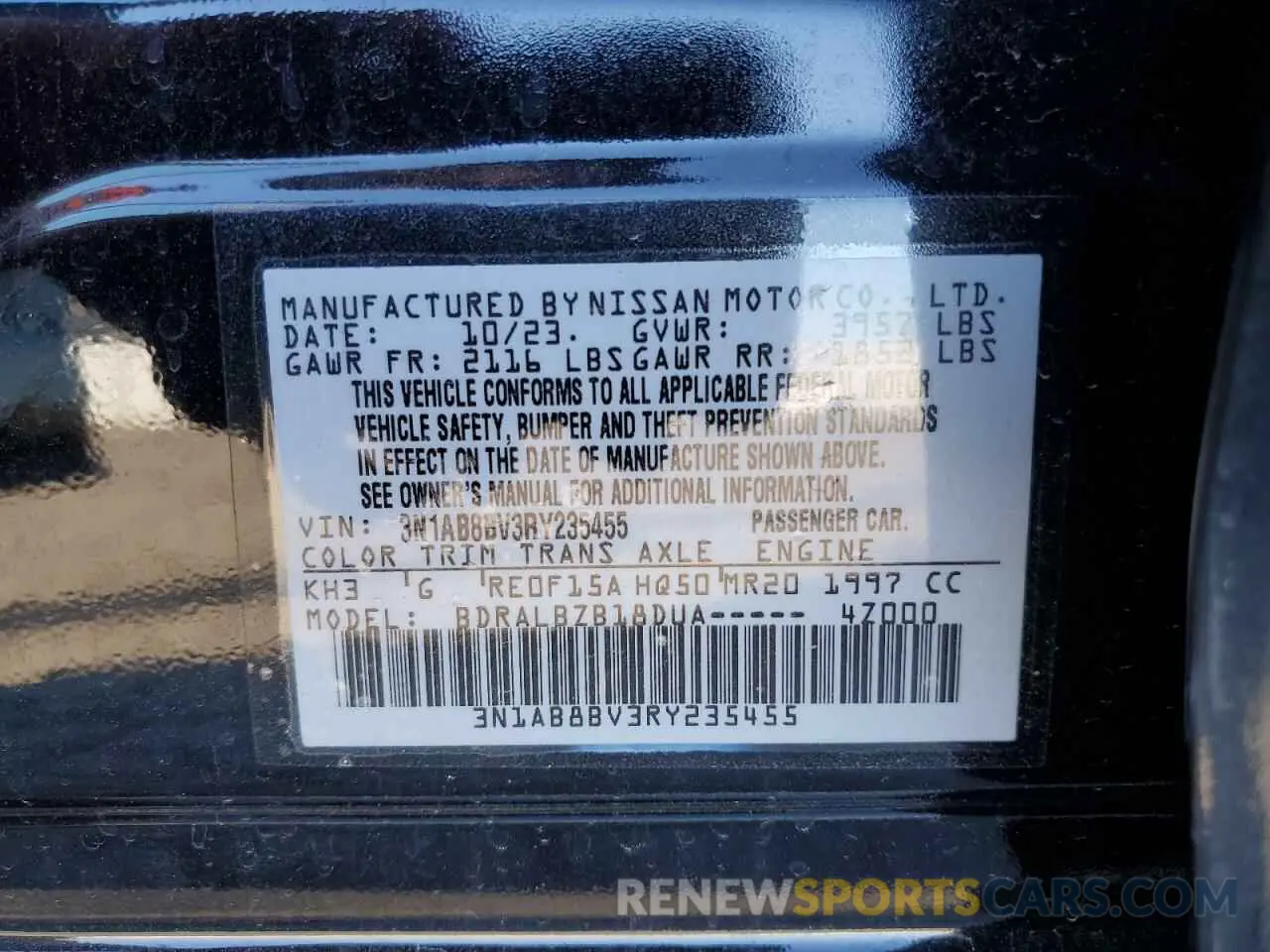 12 Photograph of a damaged car 3N1AB8BV3RY235455 NISSAN SENTRA 2024