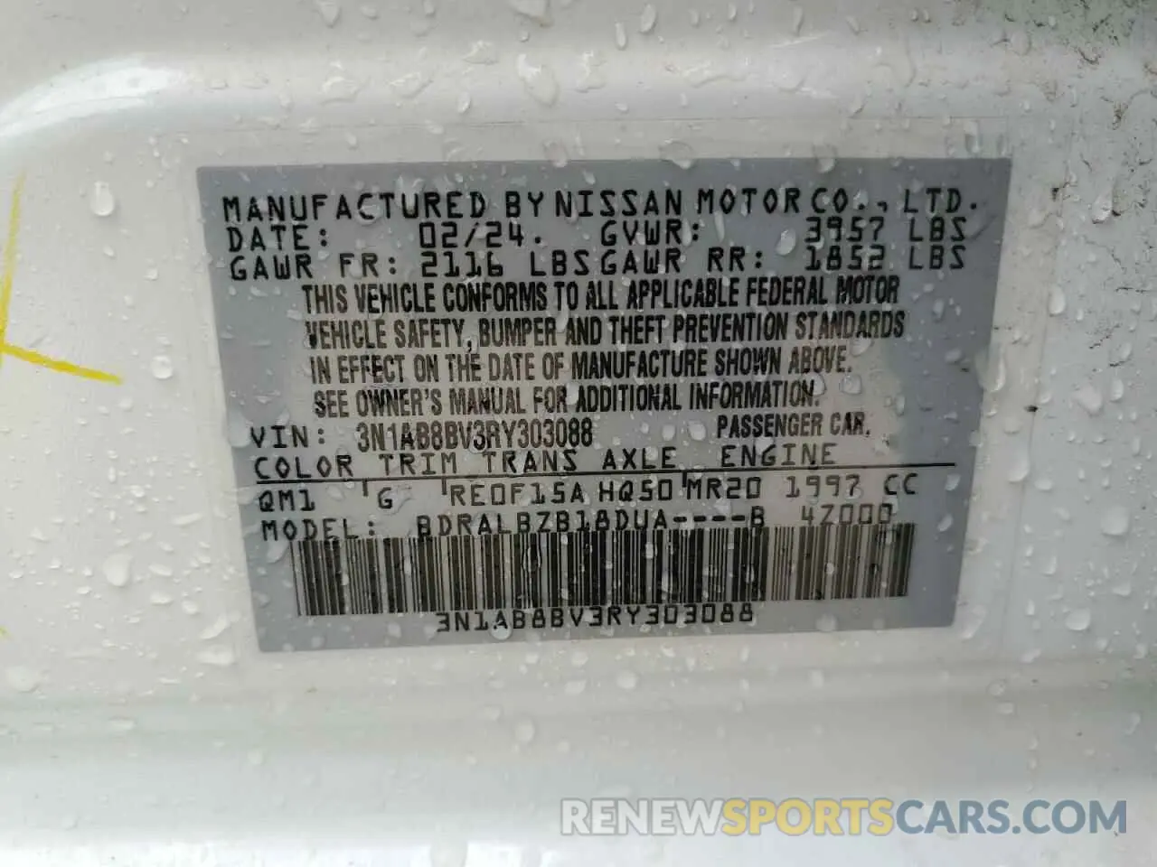 12 Photograph of a damaged car 3N1AB8BV3RY303088 NISSAN SENTRA 2024