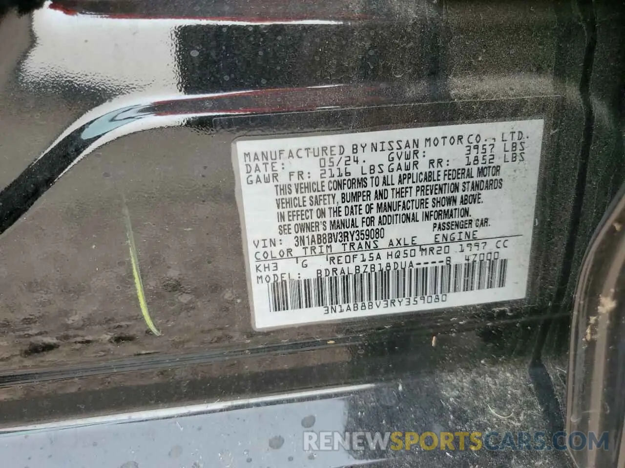 12 Photograph of a damaged car 3N1AB8BV3RY359080 NISSAN SENTRA 2024