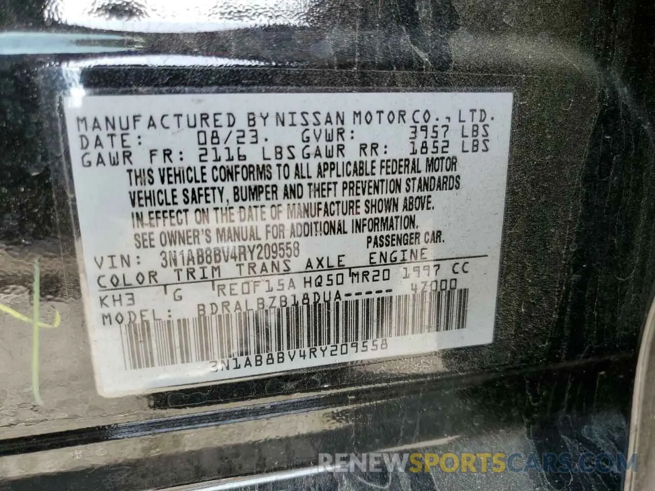 12 Photograph of a damaged car 3N1AB8BV4RY209558 NISSAN SENTRA 2024