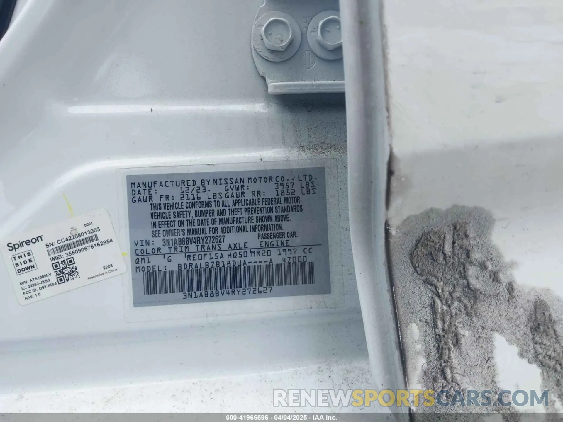 9 Photograph of a damaged car 3N1AB8BV4RY272627 NISSAN SENTRA 2024