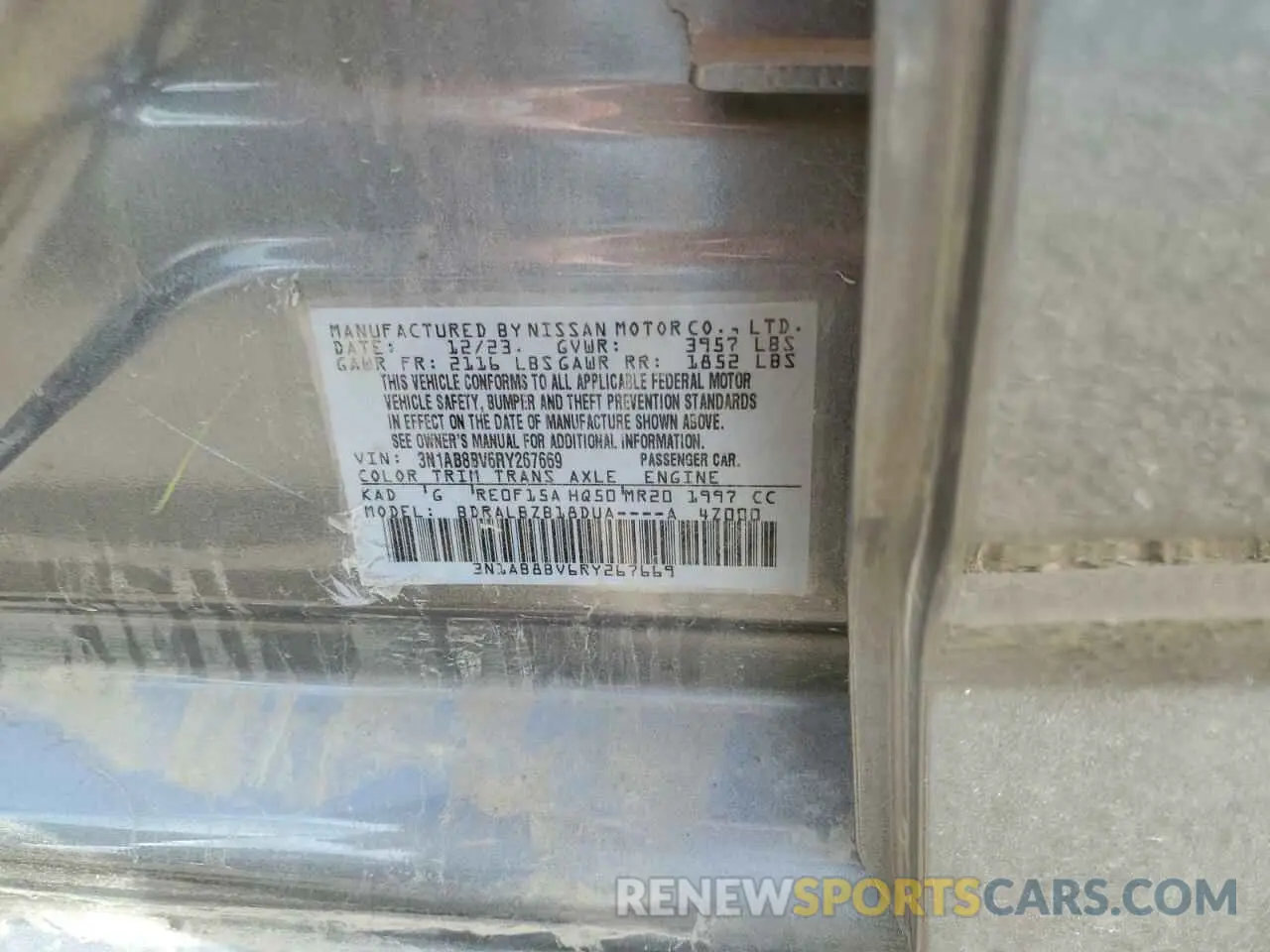 12 Photograph of a damaged car 3N1AB8BV6RY267669 NISSAN SENTRA 2024