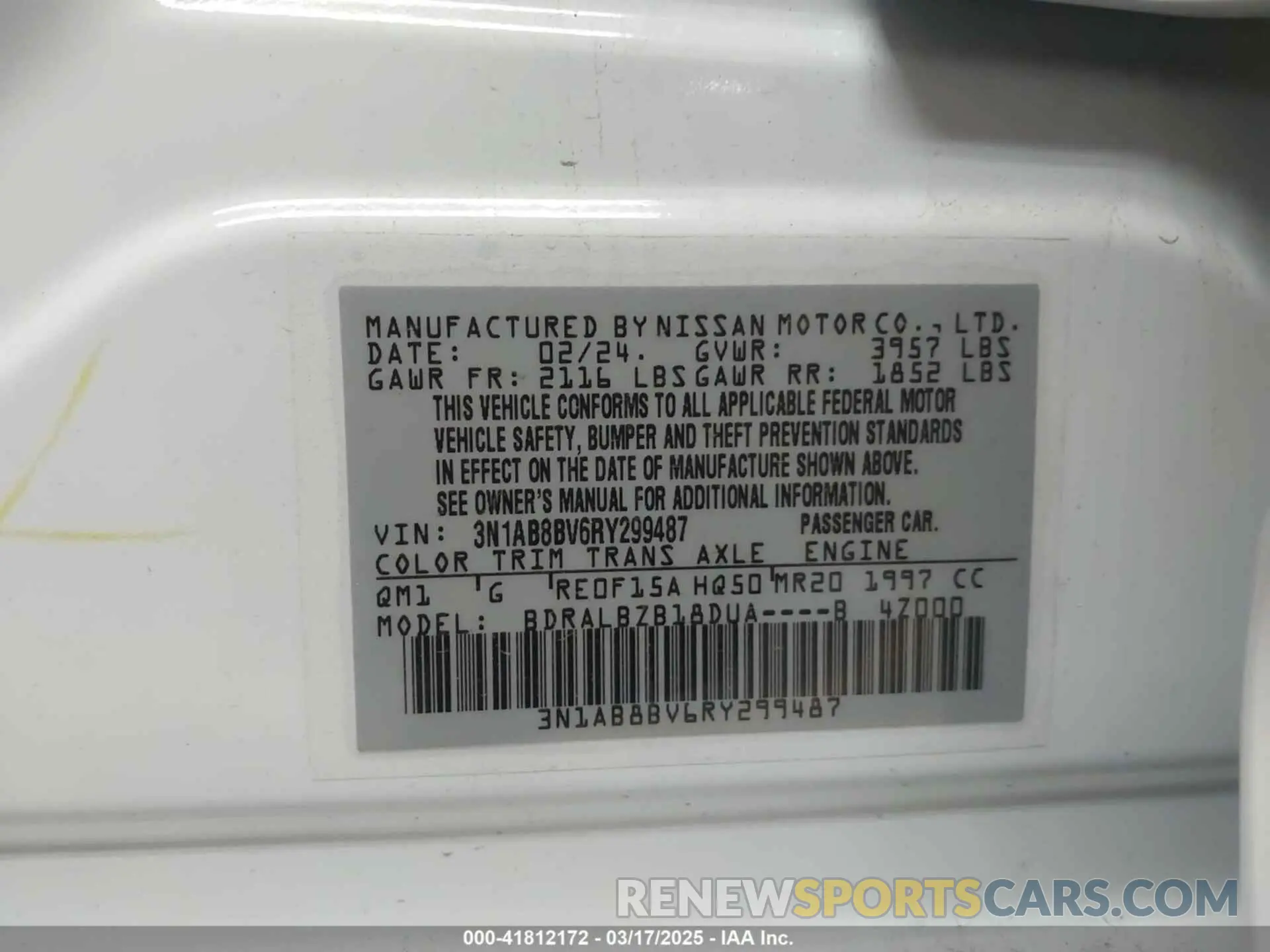9 Photograph of a damaged car 3N1AB8BV6RY299487 NISSAN SENTRA 2024