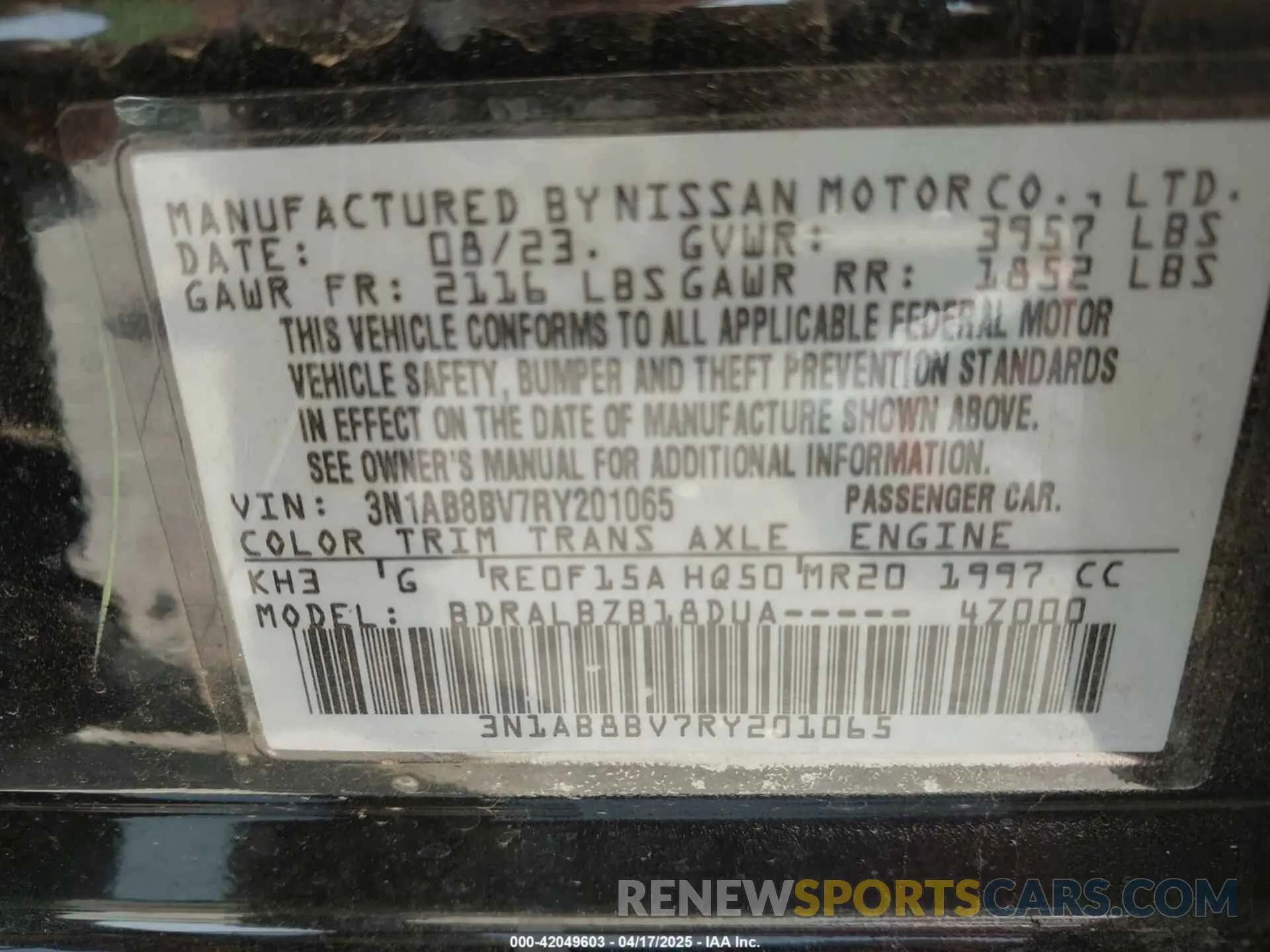 9 Photograph of a damaged car 3N1AB8BV7RY201065 NISSAN SENTRA 2024