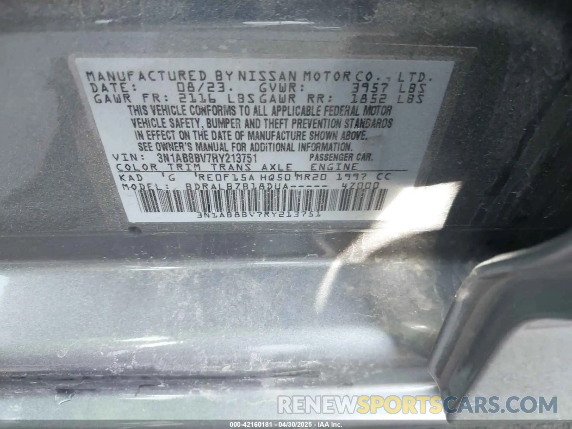 9 Photograph of a damaged car 3N1AB8BV7RY213751 NISSAN SENTRA 2024