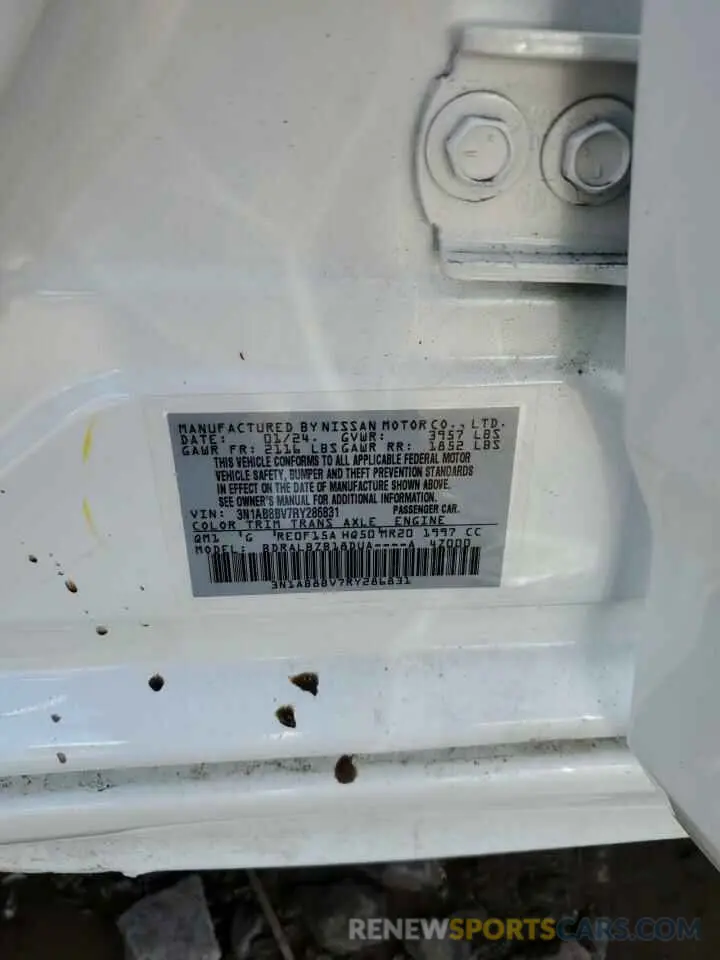 13 Photograph of a damaged car 3N1AB8BV7RY286831 NISSAN SENTRA 2024