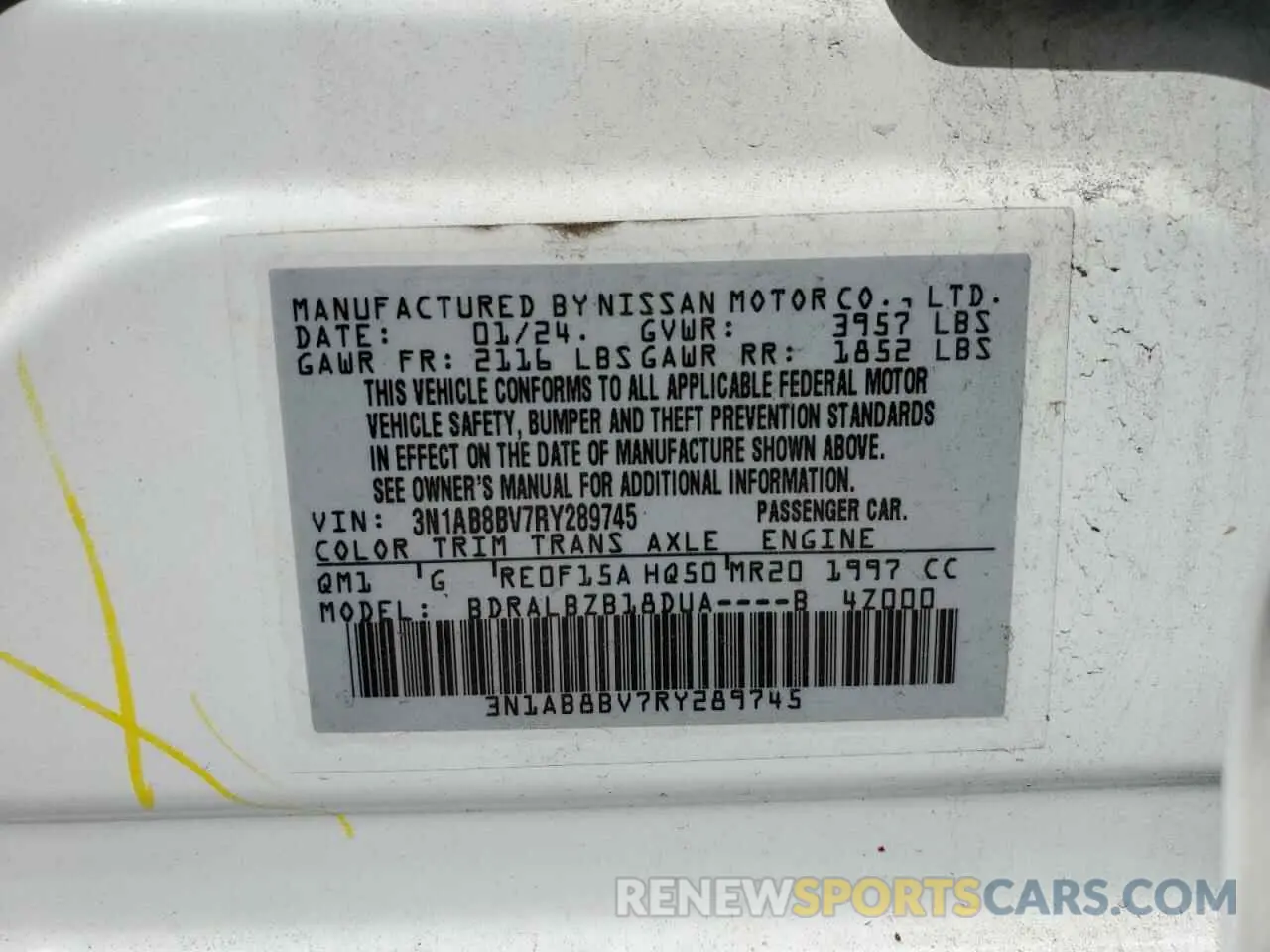13 Photograph of a damaged car 3N1AB8BV7RY289745 NISSAN SENTRA 2024