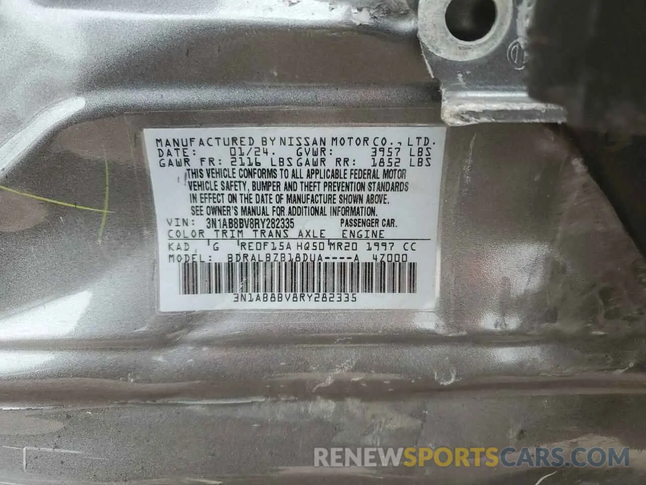 12 Photograph of a damaged car 3N1AB8BV8RY282335 NISSAN SENTRA 2024