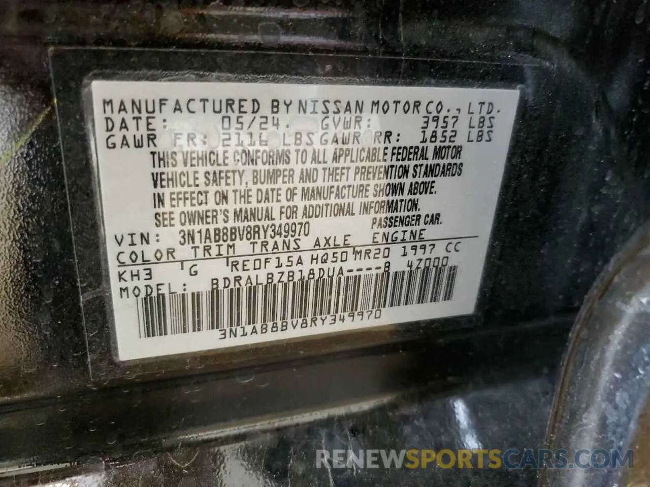 12 Photograph of a damaged car 3N1AB8BV8RY349970 NISSAN SENTRA 2024