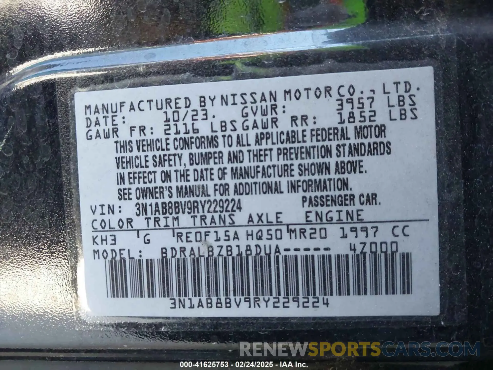 9 Photograph of a damaged car 3N1AB8BV9RY229224 NISSAN SENTRA 2024
