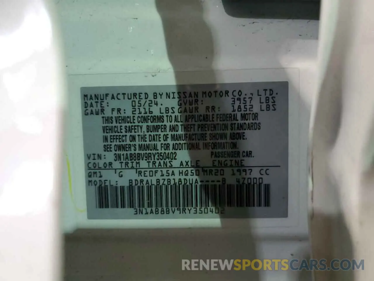 12 Photograph of a damaged car 3N1AB8BV9RY350402 NISSAN SENTRA 2024