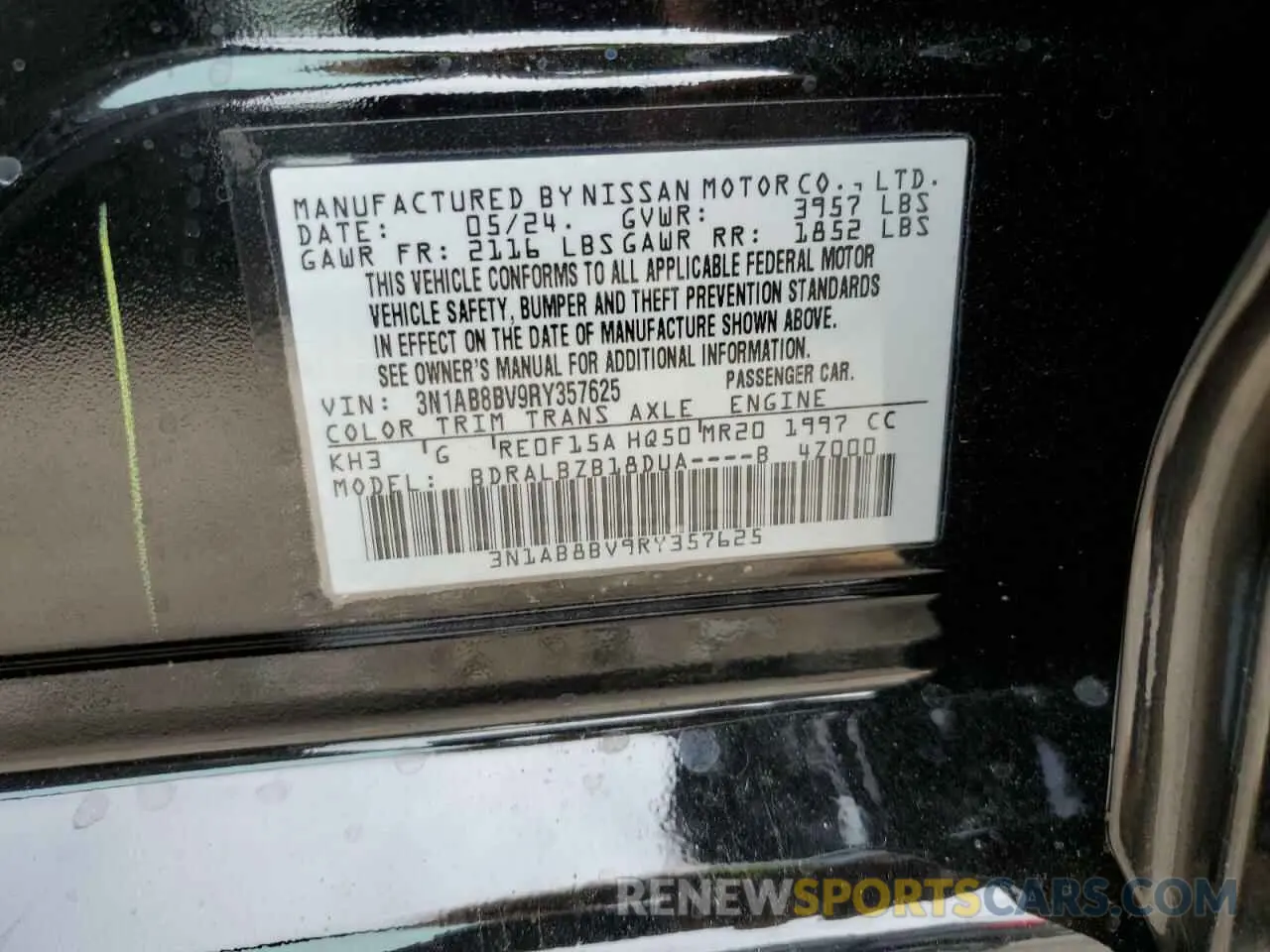 12 Photograph of a damaged car 3N1AB8BV9RY357625 NISSAN SENTRA 2024
