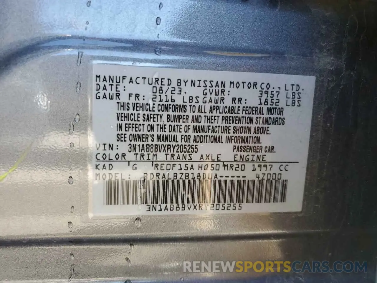 12 Photograph of a damaged car 3N1AB8BVXRY205255 NISSAN SENTRA 2024
