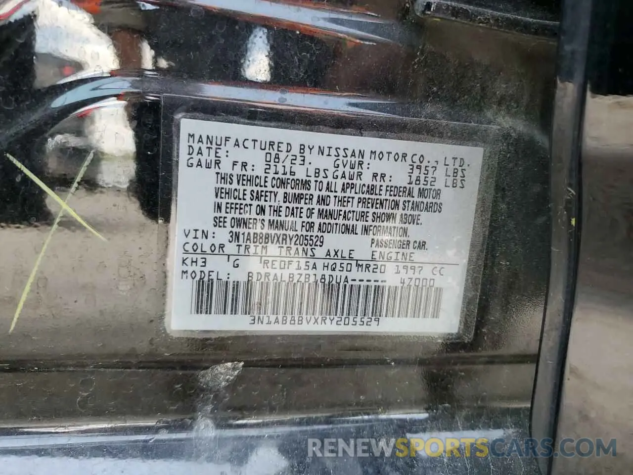 14 Photograph of a damaged car 3N1AB8BVXRY205529 NISSAN SENTRA 2024