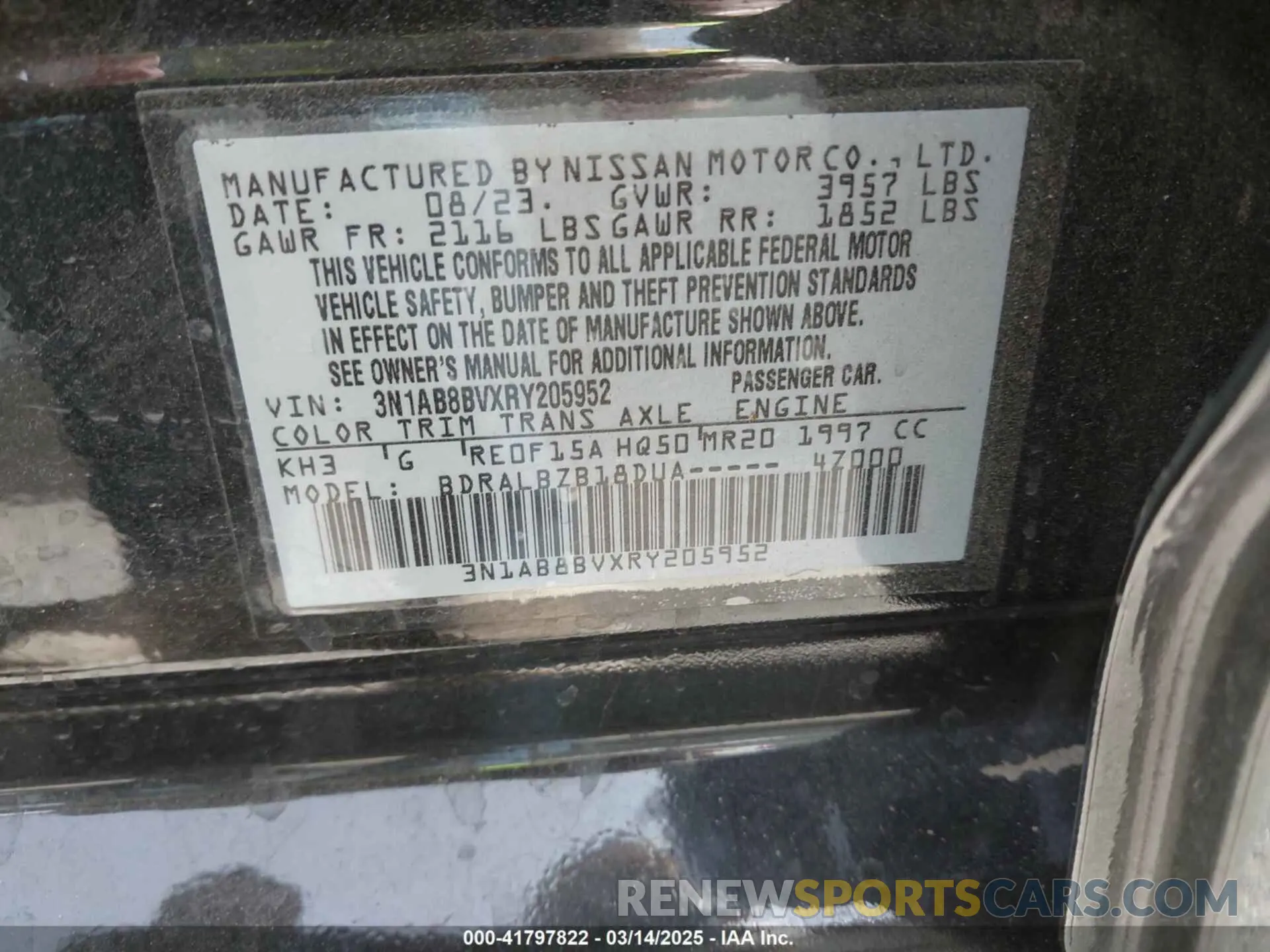 9 Photograph of a damaged car 3N1AB8BVXRY205952 NISSAN SENTRA 2024