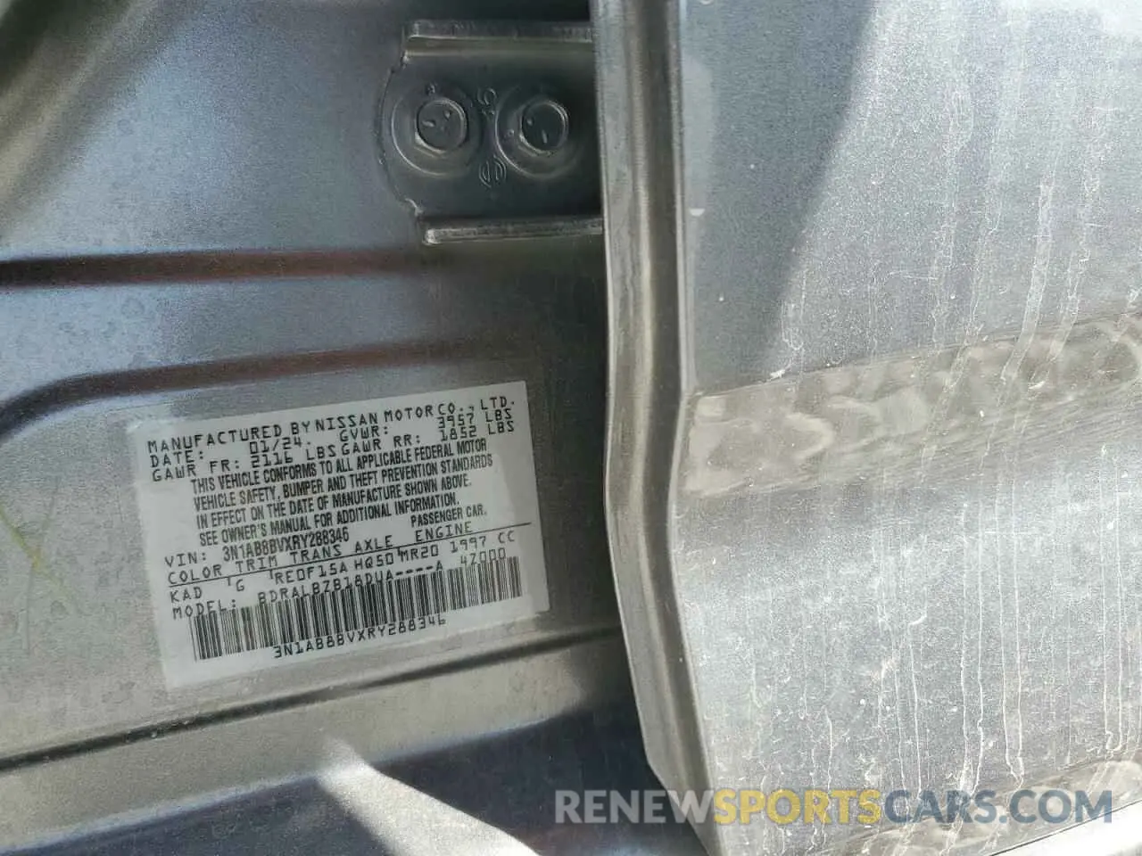 13 Photograph of a damaged car 3N1AB8BVXRY288346 NISSAN SENTRA 2024