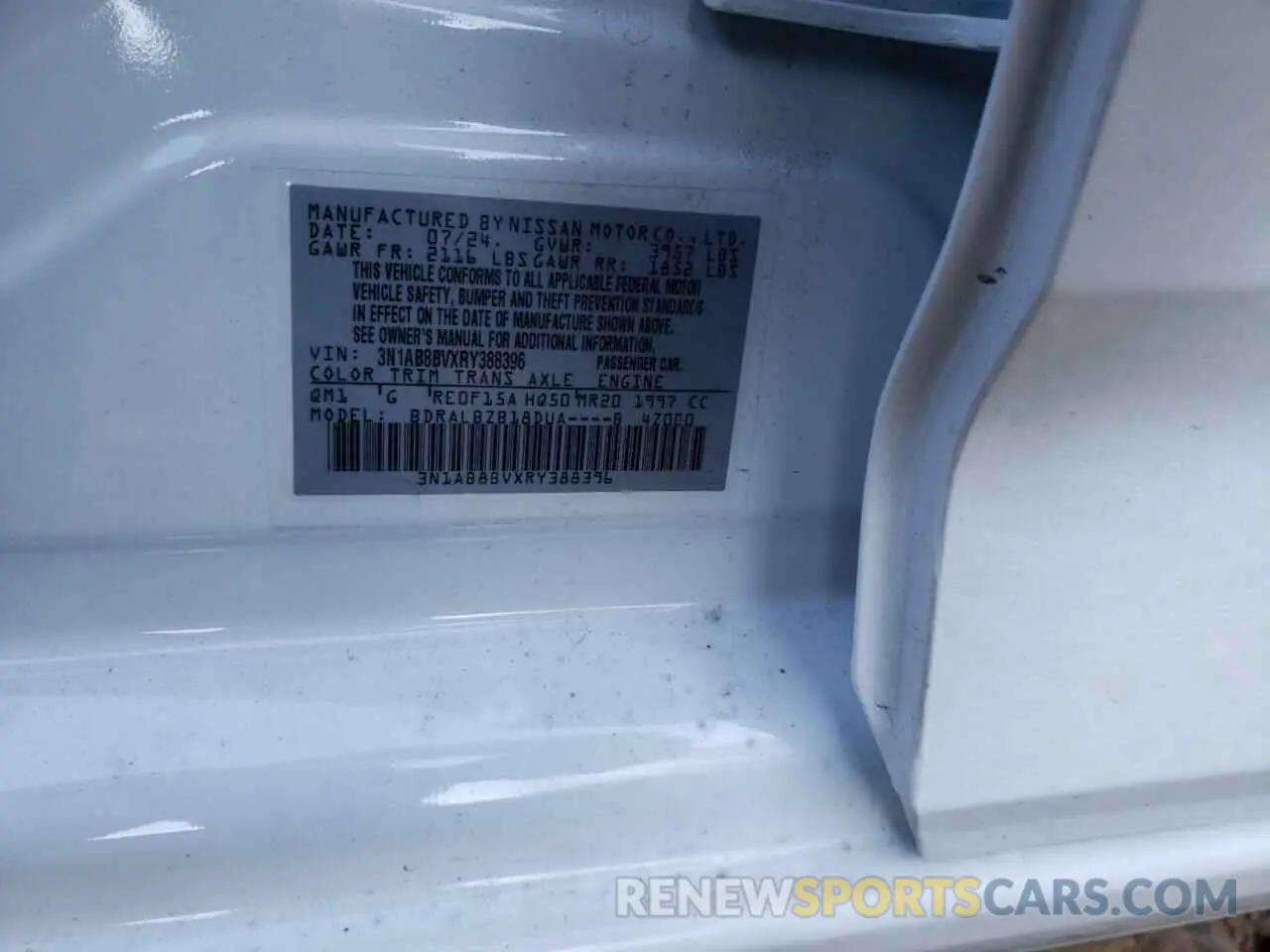 14 Photograph of a damaged car 3N1AB8BVXRY388396 NISSAN SENTRA 2024