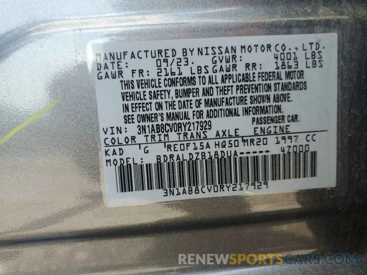 13 Photograph of a damaged car 3N1AB8CV0RY217929 NISSAN SENTRA 2024