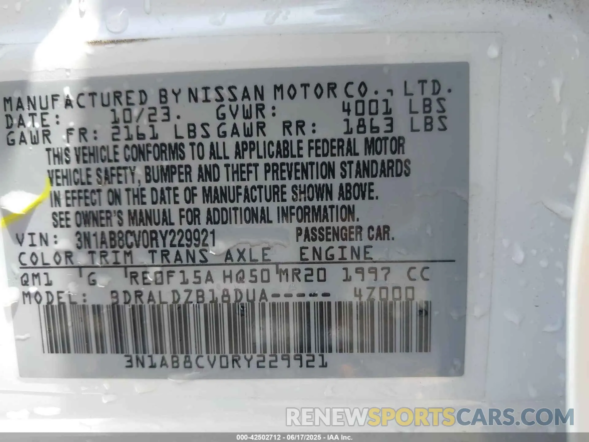 9 Photograph of a damaged car 3N1AB8CV0RY229921 NISSAN SENTRA 2024