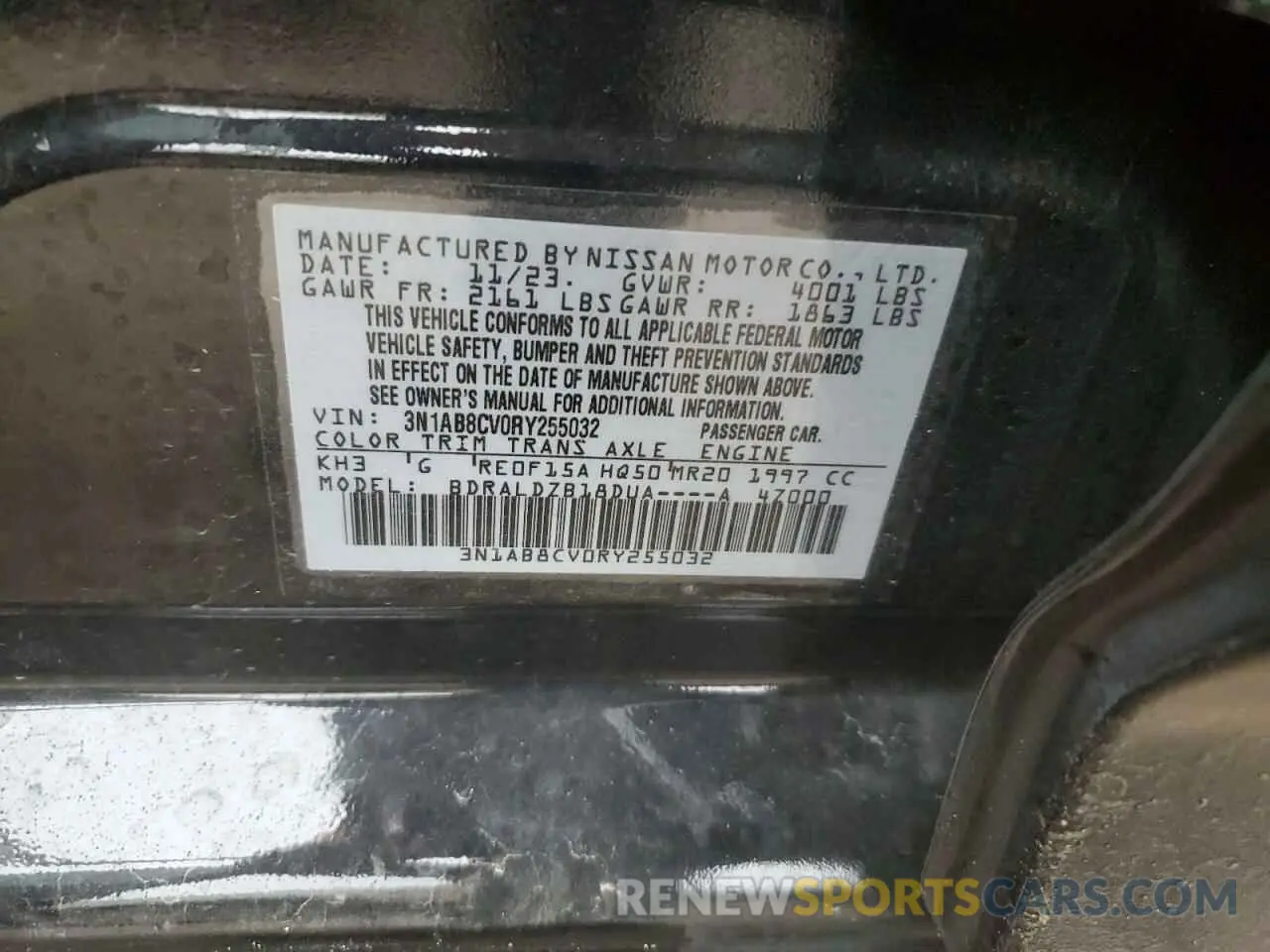 12 Photograph of a damaged car 3N1AB8CV0RY255032 NISSAN SENTRA 2024