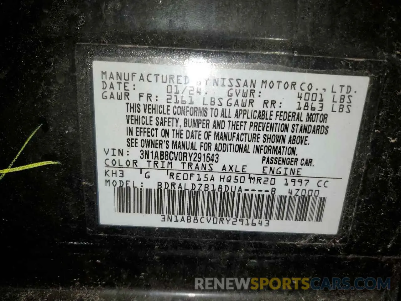 12 Photograph of a damaged car 3N1AB8CV0RY291643 NISSAN SENTRA 2024
