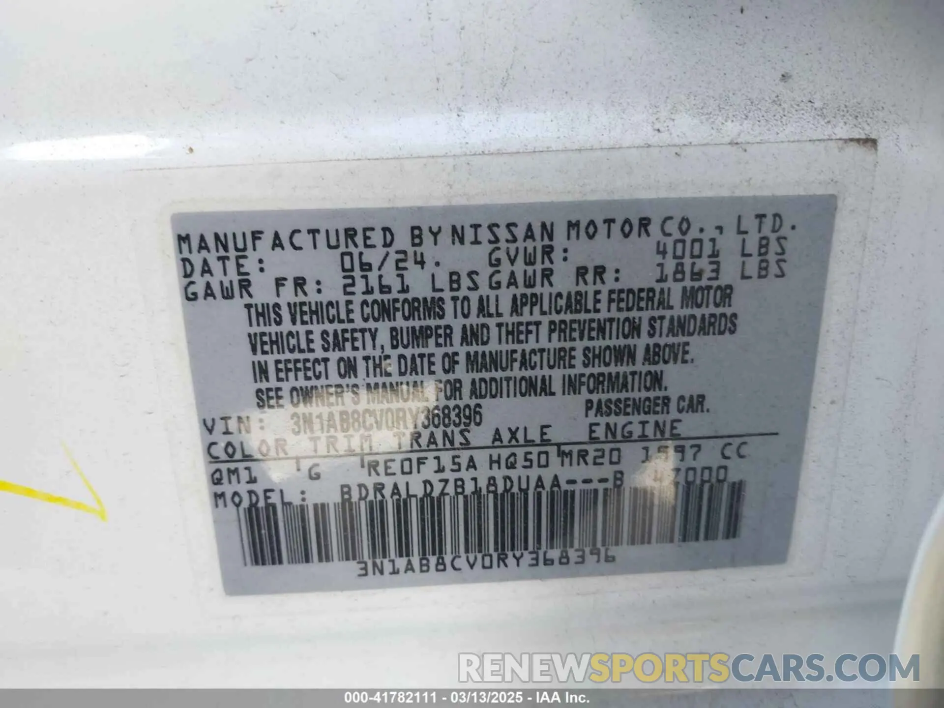 9 Photograph of a damaged car 3N1AB8CV0RY368396 NISSAN SENTRA 2024