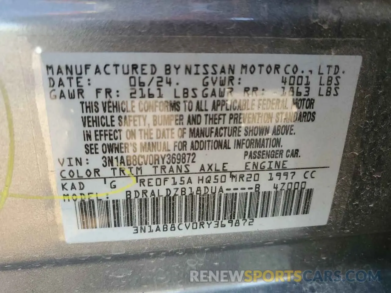 12 Photograph of a damaged car 3N1AB8CV0RY369872 NISSAN SENTRA 2024