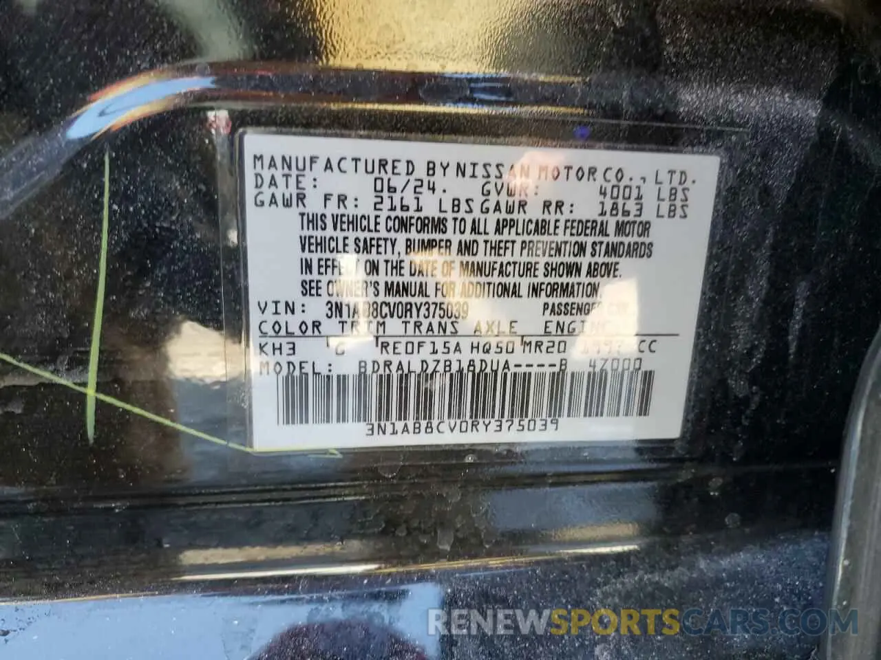 13 Photograph of a damaged car 3N1AB8CV0RY375039 NISSAN SENTRA 2024