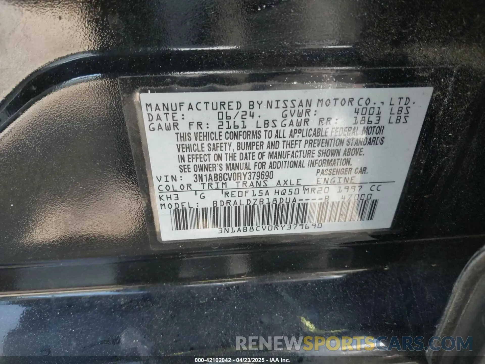 9 Photograph of a damaged car 3N1AB8CV0RY379690 NISSAN SENTRA 2024