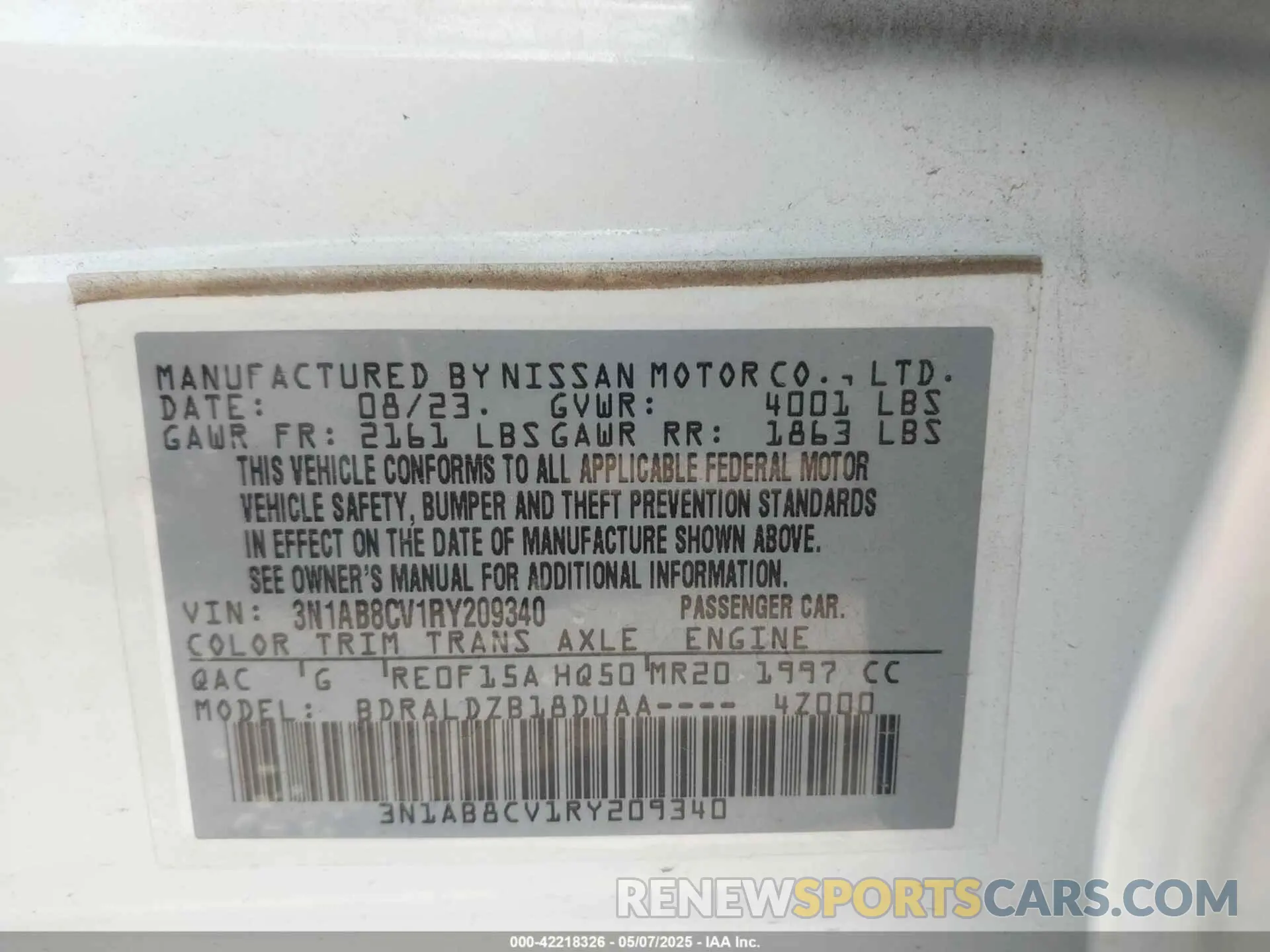 9 Photograph of a damaged car 3N1AB8CV1RY209340 NISSAN SENTRA 2024