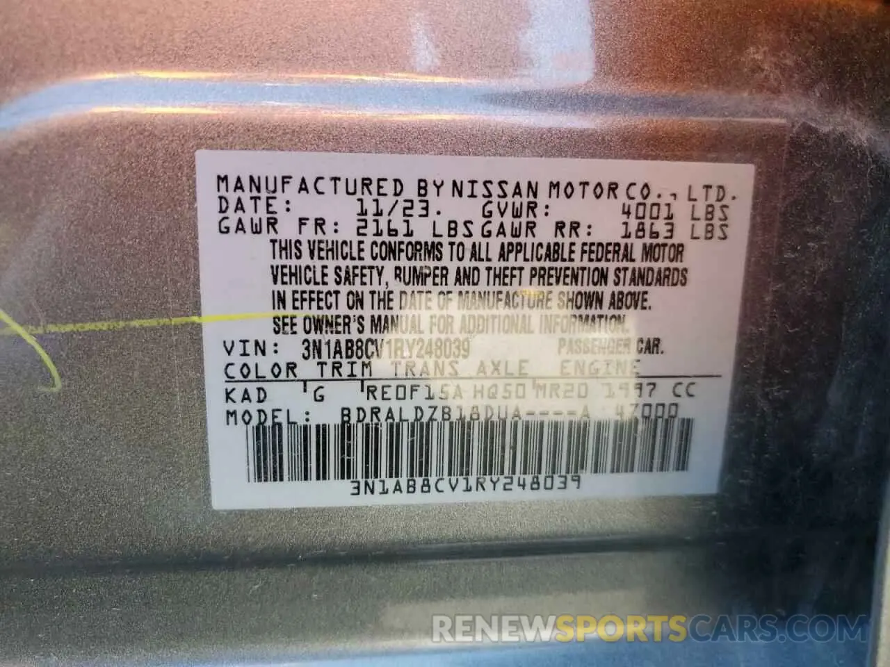 12 Photograph of a damaged car 3N1AB8CV1RY248039 NISSAN SENTRA 2024