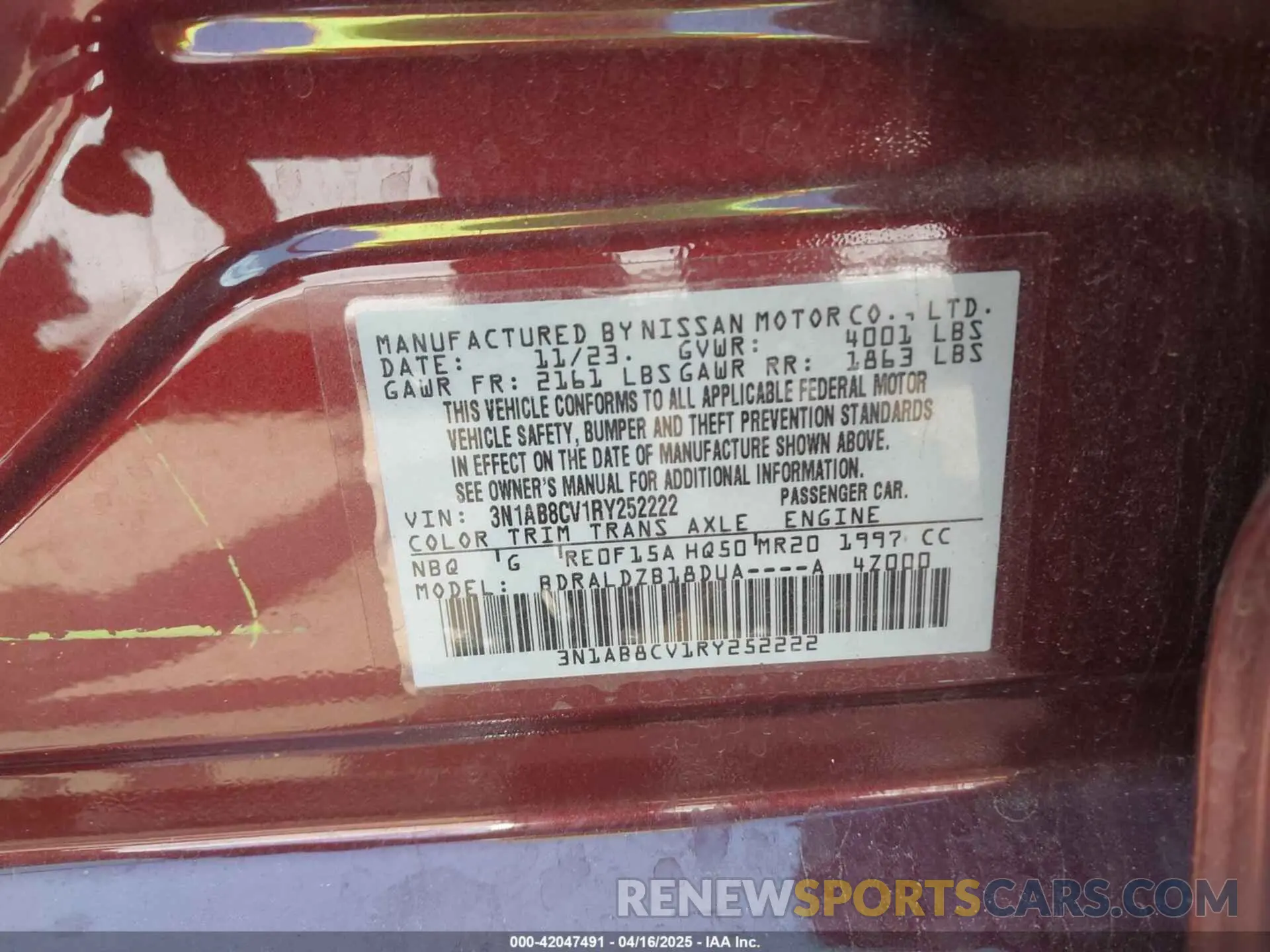 9 Photograph of a damaged car 3N1AB8CV1RY252222 NISSAN SENTRA 2024