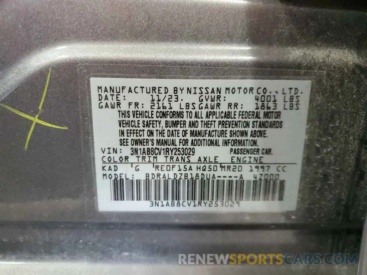 12 Photograph of a damaged car 3N1AB8CV1RY253029 NISSAN SENTRA 2024
