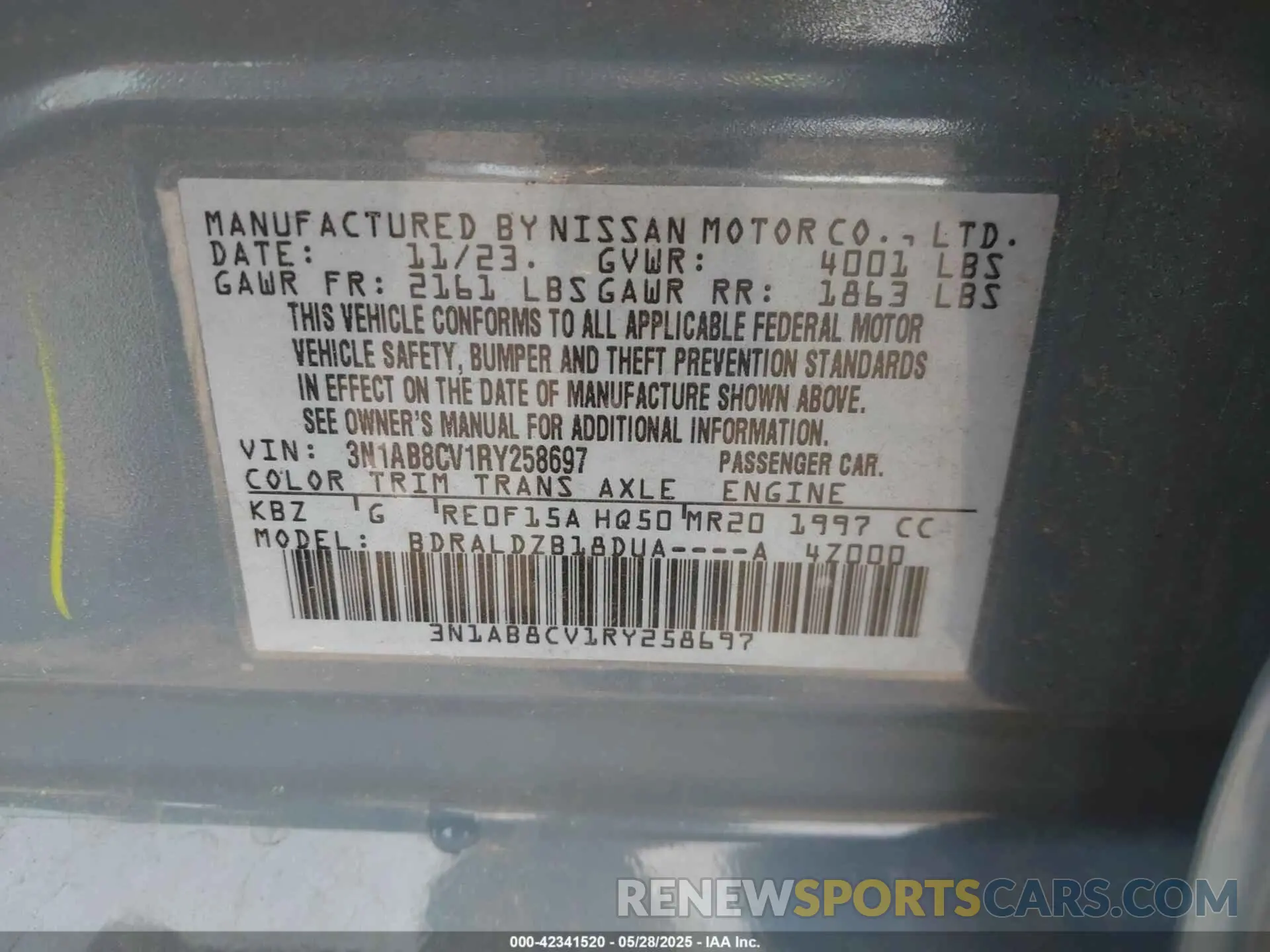 9 Photograph of a damaged car 3N1AB8CV1RY258697 NISSAN SENTRA 2024