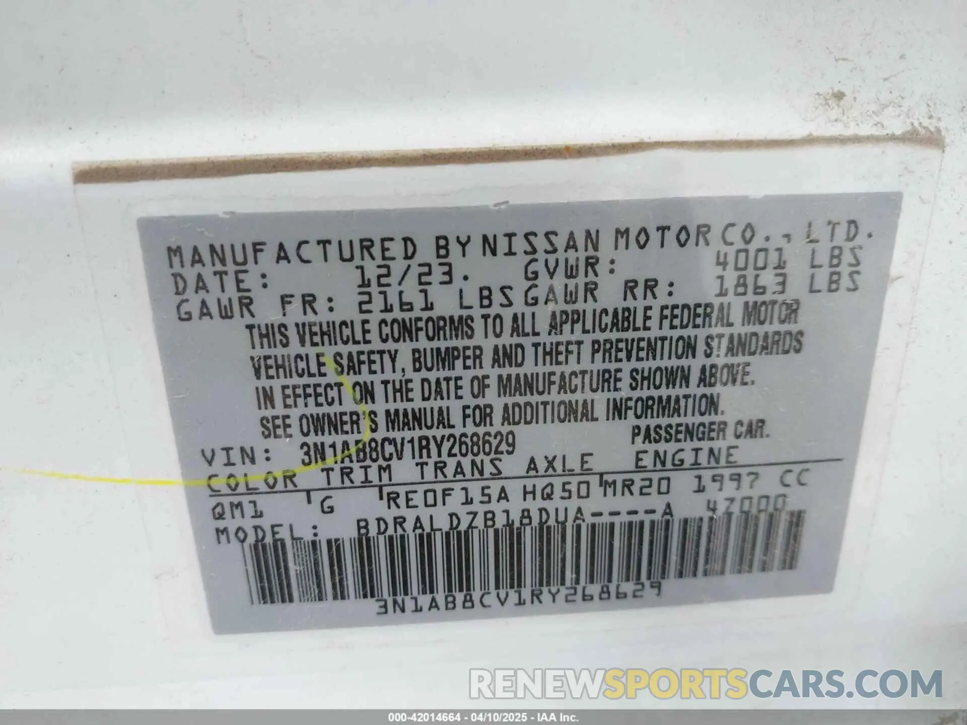 9 Photograph of a damaged car 3N1AB8CV1RY268629 NISSAN SENTRA 2024