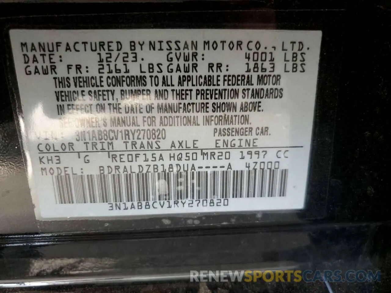 12 Photograph of a damaged car 3N1AB8CV1RY270820 NISSAN SENTRA 2024