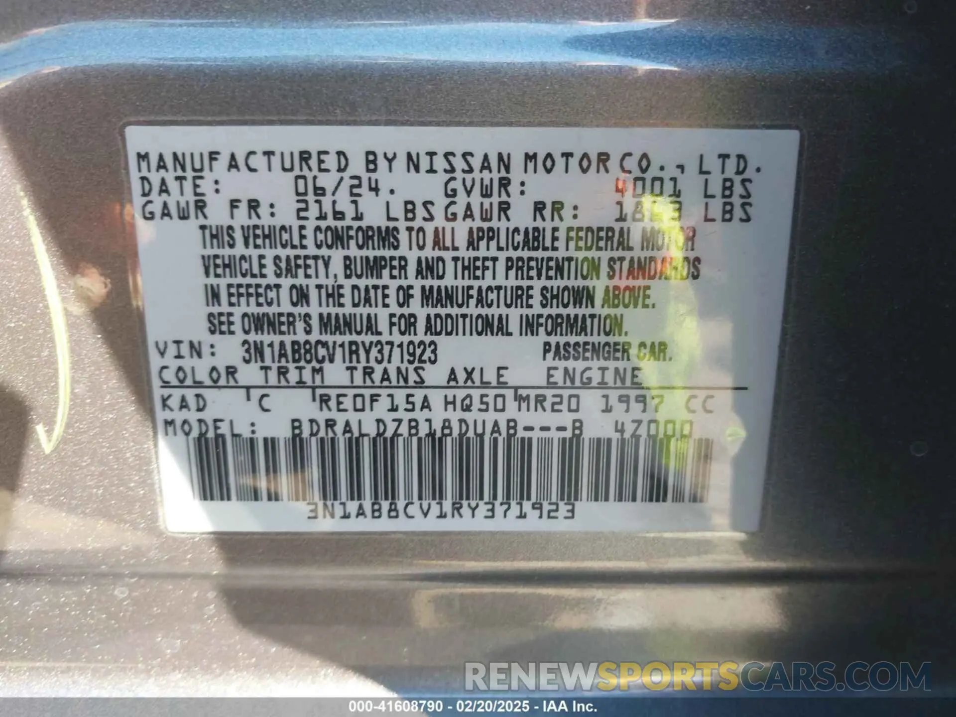 9 Photograph of a damaged car 3N1AB8CV1RY371923 NISSAN SENTRA 2024