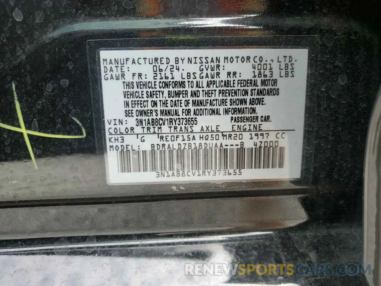 12 Photograph of a damaged car 3N1AB8CV1RY373655 NISSAN SENTRA 2024