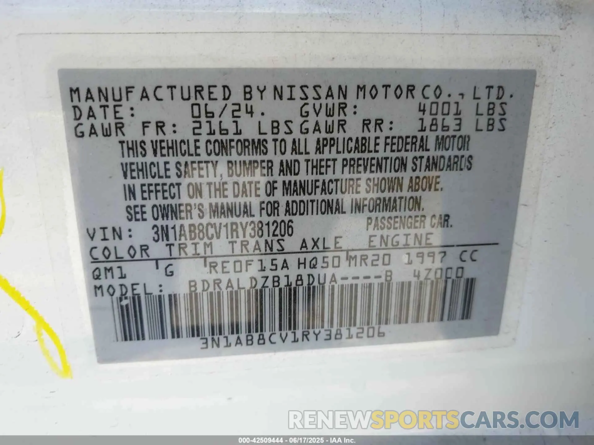 9 Photograph of a damaged car 3N1AB8CV1RY381206 NISSAN SENTRA 2024