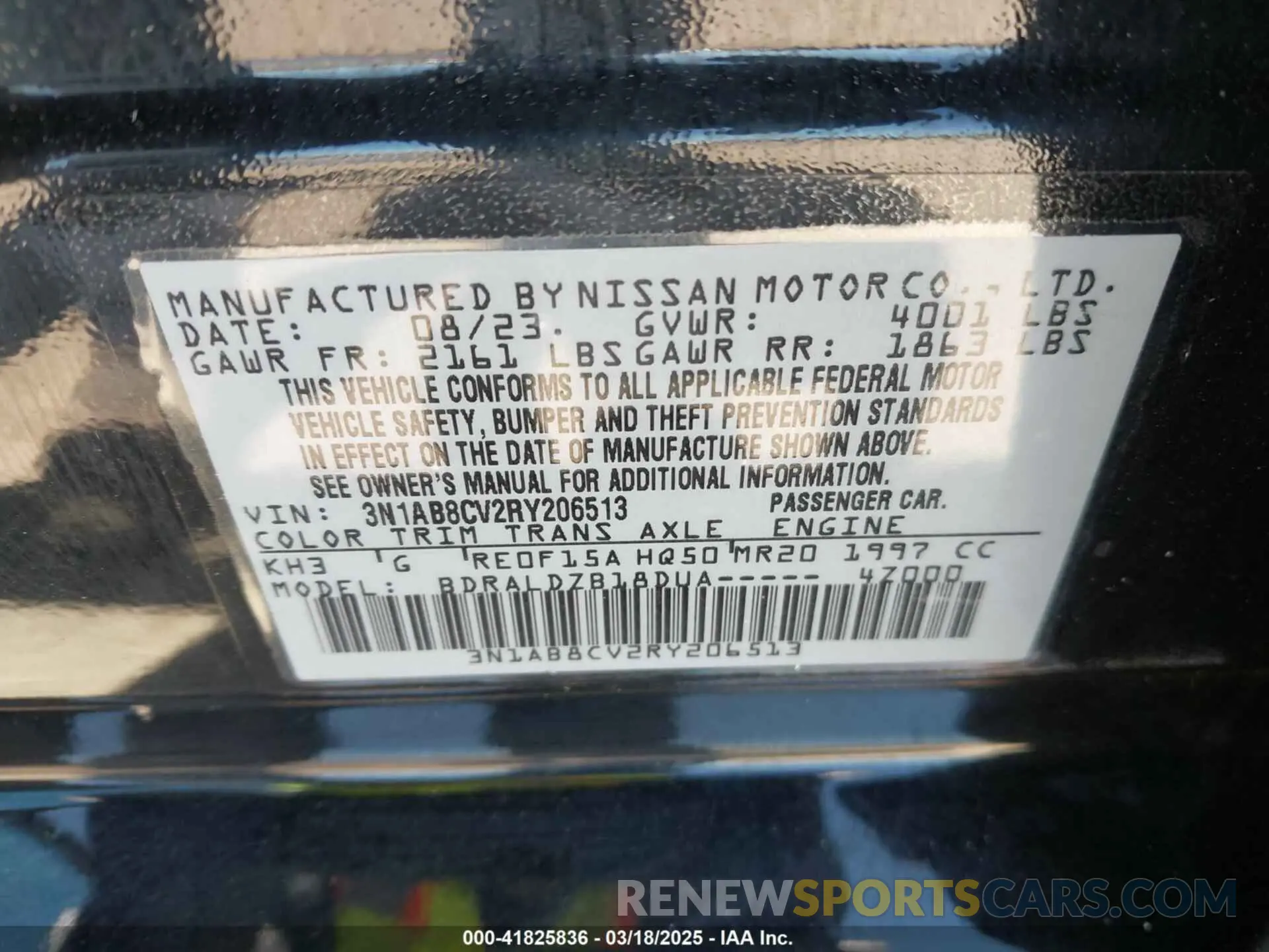 9 Photograph of a damaged car 3N1AB8CV2RY206513 NISSAN SENTRA 2024