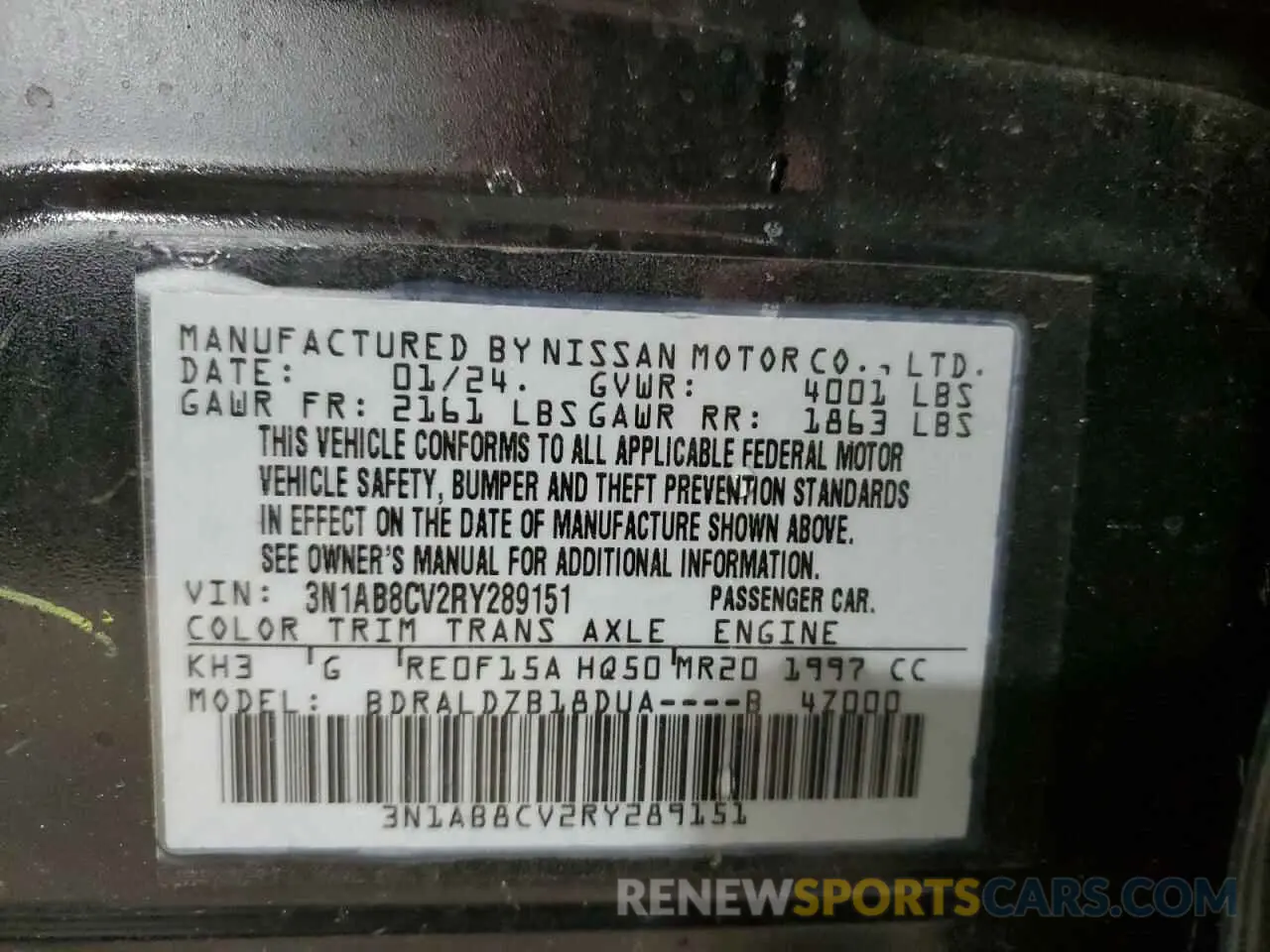 13 Photograph of a damaged car 3N1AB8CV2RY289151 NISSAN SENTRA 2024