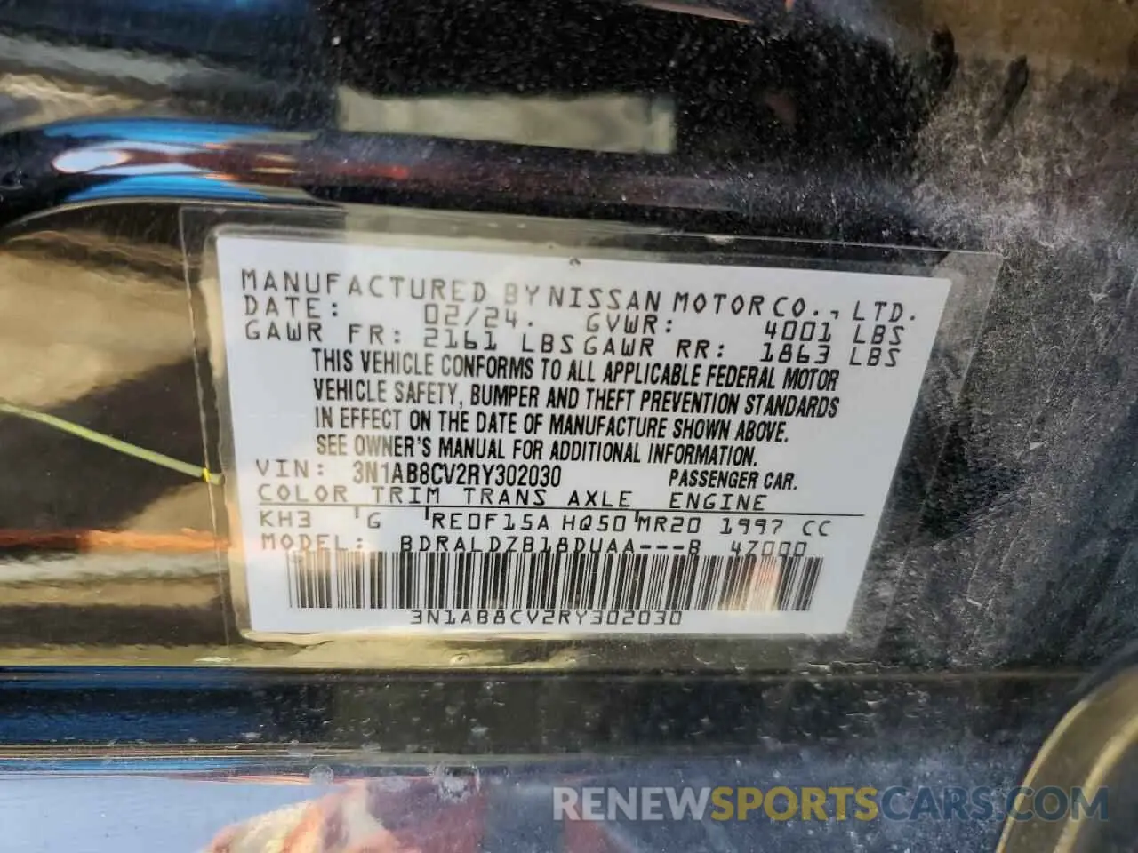 13 Photograph of a damaged car 3N1AB8CV2RY302030 NISSAN SENTRA 2024