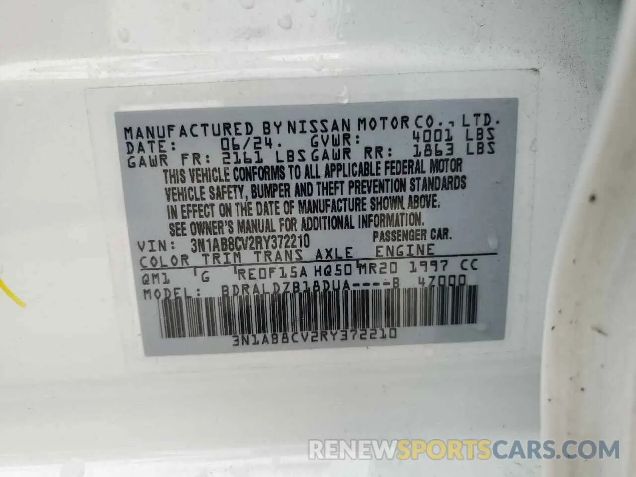 12 Photograph of a damaged car 3N1AB8CV2RY372210 NISSAN SENTRA 2024