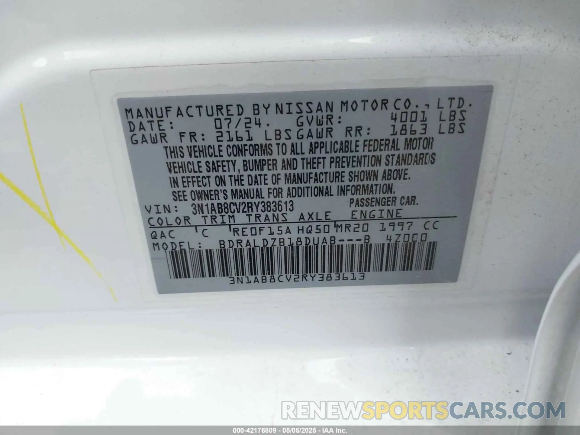 9 Photograph of a damaged car 3N1AB8CV2RY383613 NISSAN SENTRA 2024
