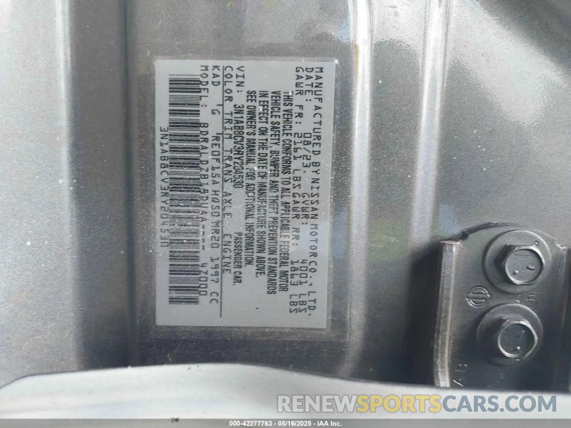 9 Photograph of a damaged car 3N1AB8CV3RY204530 NISSAN SENTRA 2024