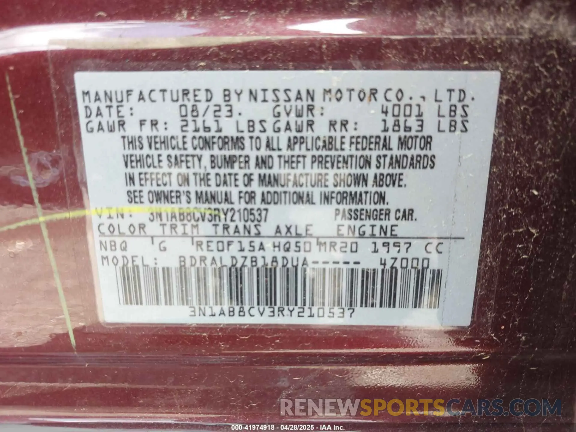 9 Photograph of a damaged car 3N1AB8CV3RY210537 NISSAN SENTRA 2024