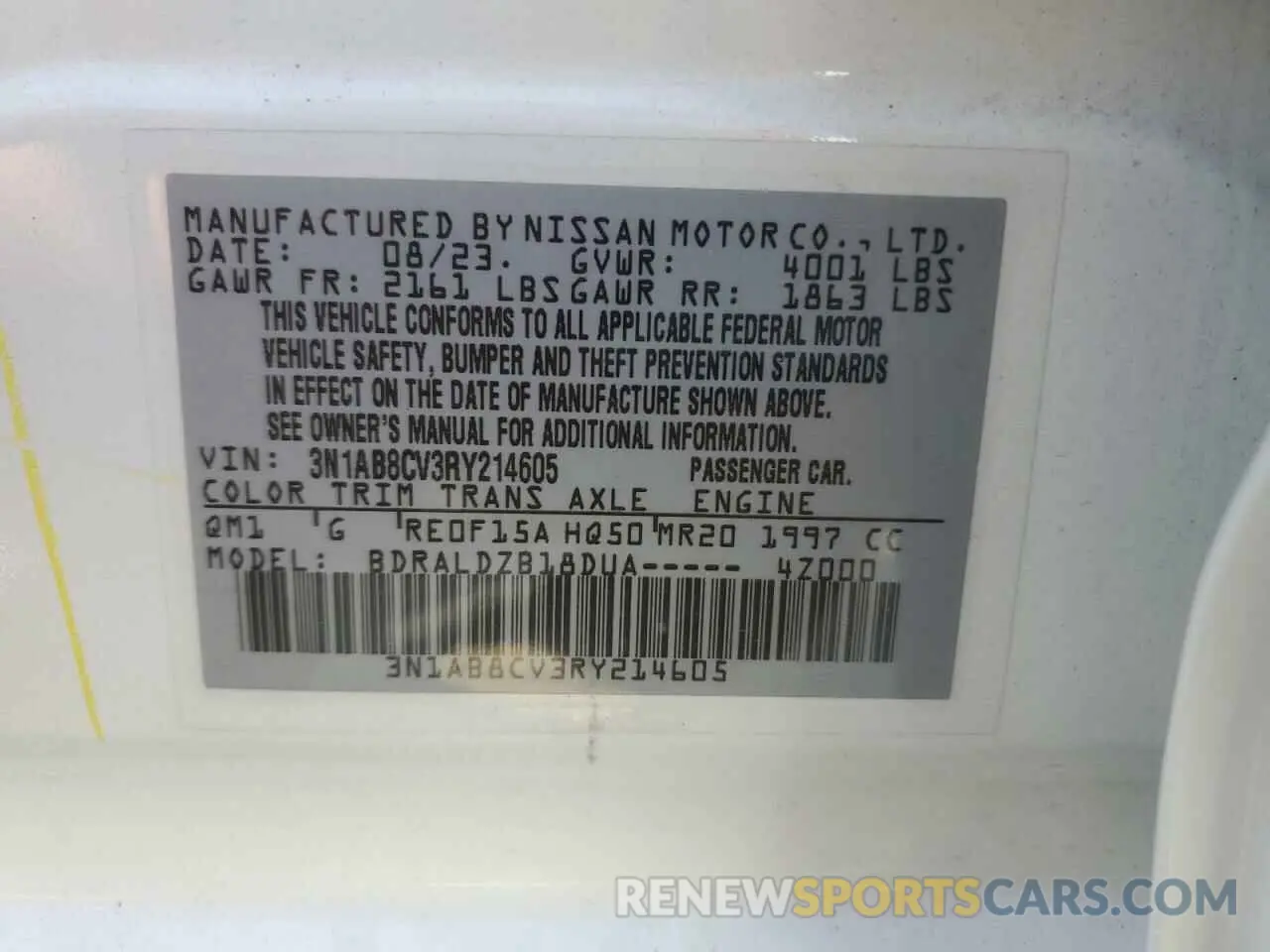 13 Photograph of a damaged car 3N1AB8CV3RY214605 NISSAN SENTRA 2024