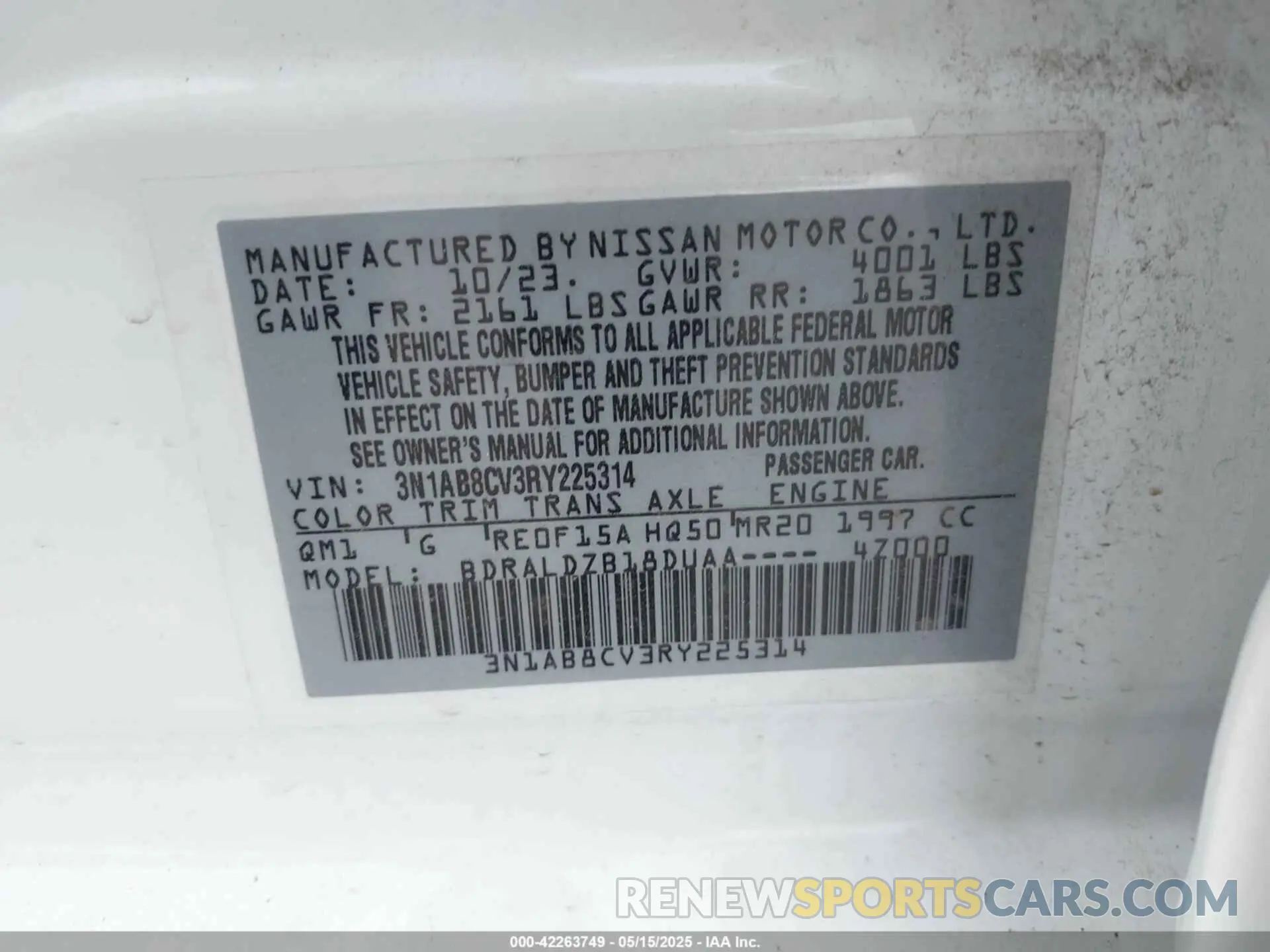 9 Photograph of a damaged car 3N1AB8CV3RY225314 NISSAN SENTRA 2024