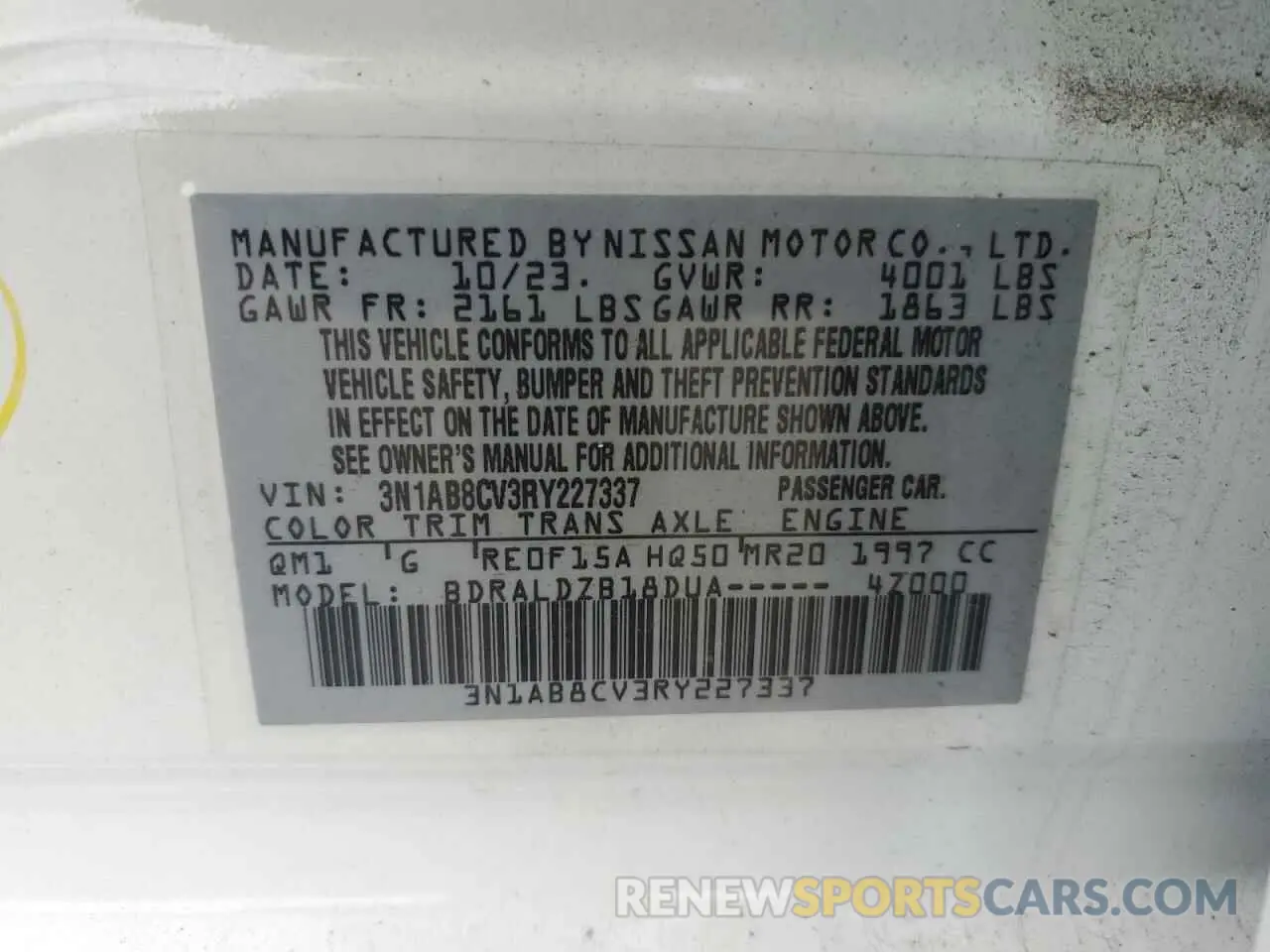12 Photograph of a damaged car 3N1AB8CV3RY227337 NISSAN SENTRA 2024